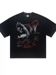 Men's Vintage Wash Graphic T-shirt in Deep Teal, model styling view