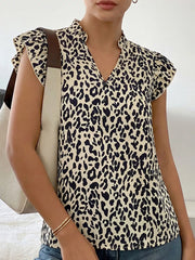 Chic Ruffled Leopard Print Shirt