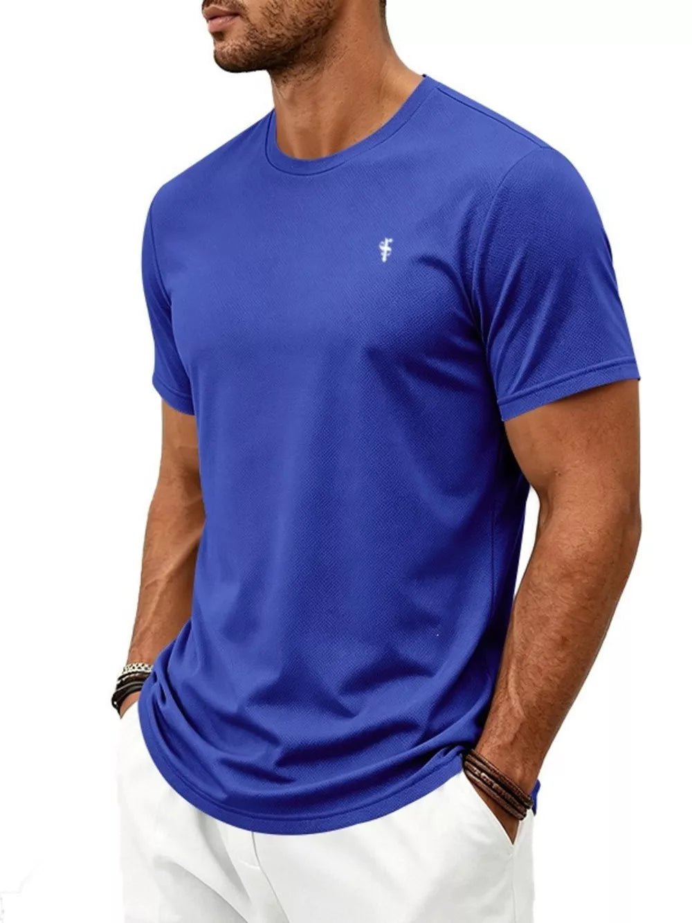 Men's Classic Fit Crew Neck T-shirt Plus Size in Black, fabric detail