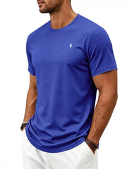 Men's Classic Fit Crew Neck T-shirt Plus Size in Black, fabric detail