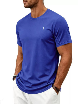 Men's Classic Fit Crew Neck T-shirt Plus Size in Black, fabric detail