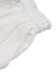 White textured shorts with elastic waistband detail