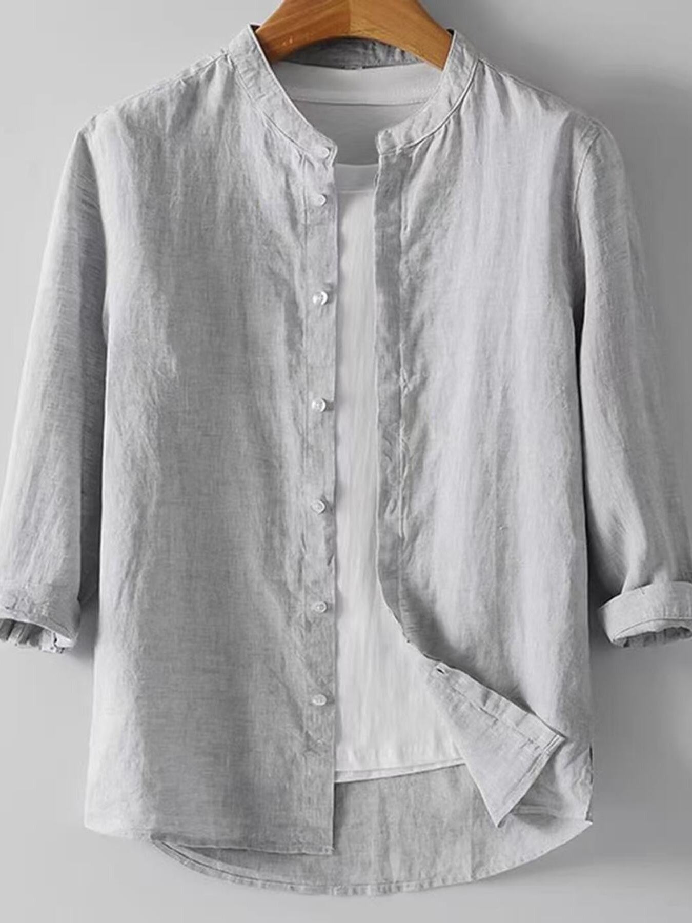 Modern Band Collar Men's Shirt