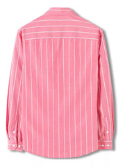 Men's pink striped long sleeve button-down shirt with cotton blend fabric