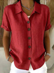 Full Size Button Up Short Sleeve Shirt in Army Green, fabric detail