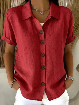 Full Size Button Up Short Sleeve Shirt in Army Green, fabric detail