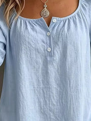 Button Detail Long Sleeve Top in Light Blue, product detail