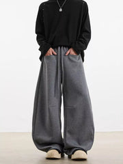 Men's gray wide-leg sweatpants with drawstring and pockets