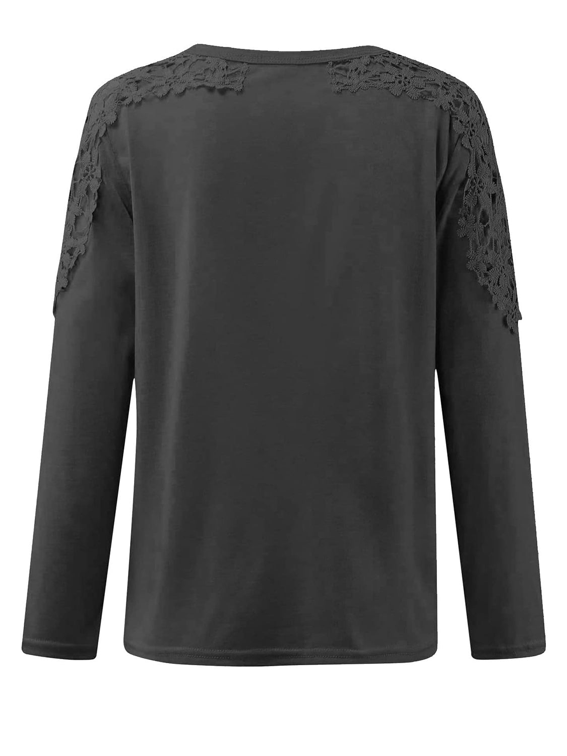 Black long sleeve top with lace yoke and sleeve detail