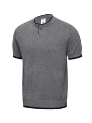 Men's Short Sleeve Collar Knit Top in Apricot, back view