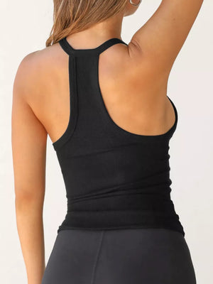 Ribbed Racerback Cami in White, fit detail