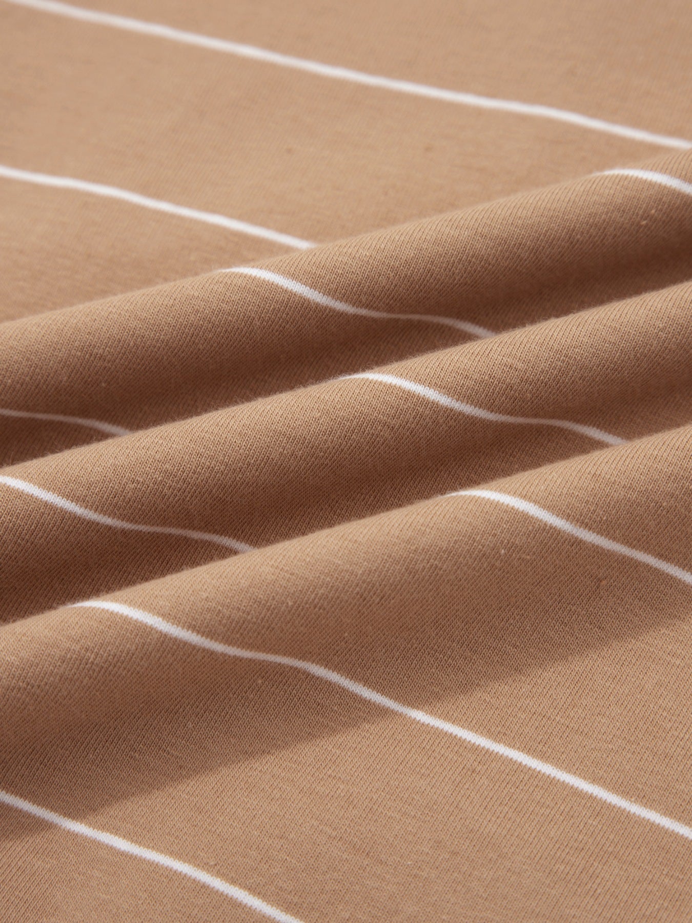 Brown striped t-shirt maxi dress with a soft, stretchy knit fabric.
