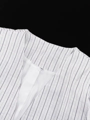 Pinstripe Cropped Blazer And Pleated Shorts Set in Light Gray, fit detail