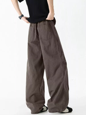Men's oversized wide-leg jeans in coffee color, 100% cotton, casual fit.