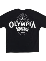 Black oversized graphic tee with Olympia Amateur Korea 2020 print