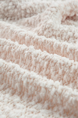 Textured bouclé open-front jacket in cream with plush fabric detail