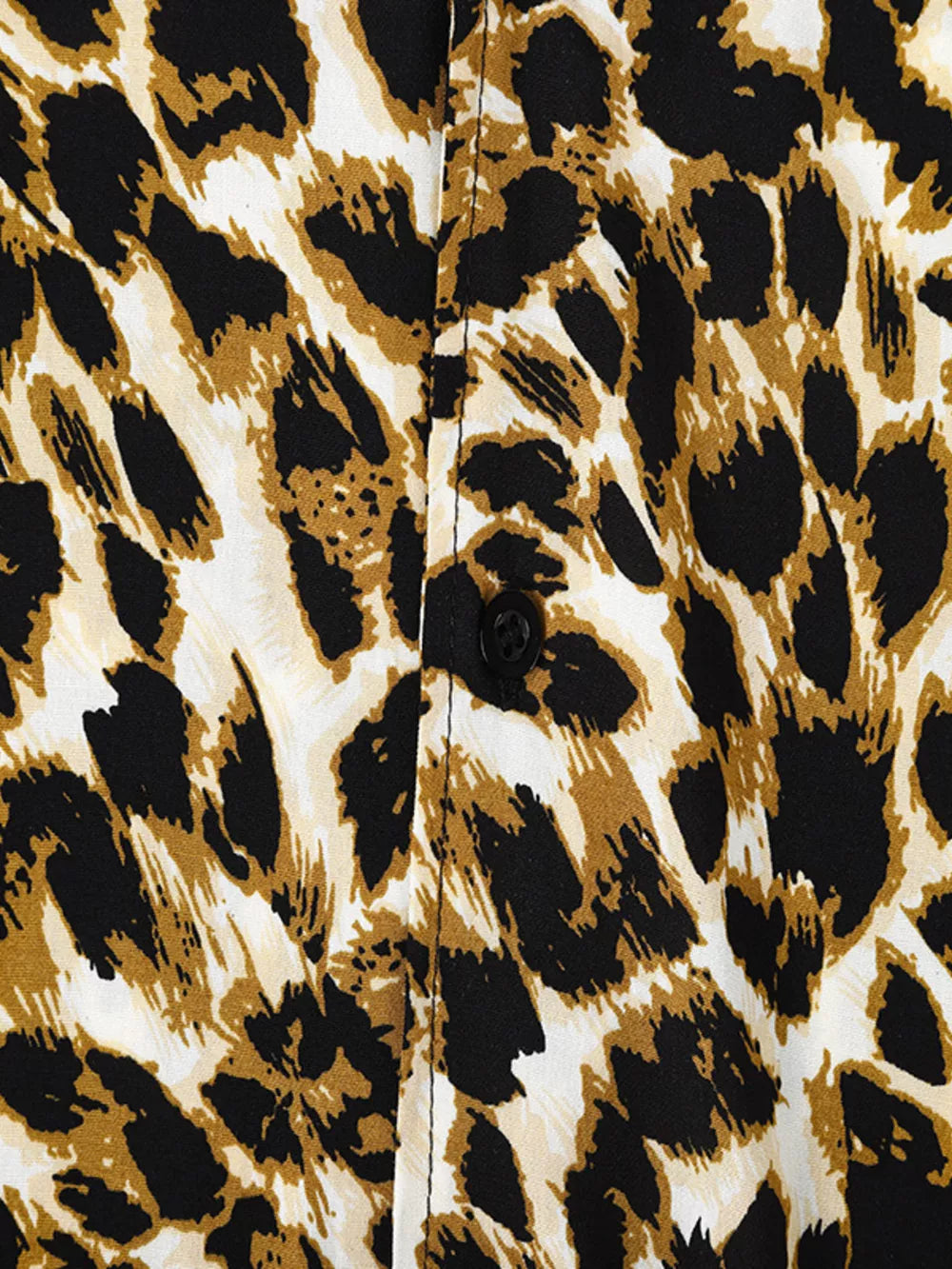 Men's Full Size Leopard Print Short Sleeve Shirt in Leopard, back view