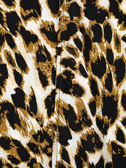 Men's Full Size Leopard Print Short Sleeve Shirt in Leopard, back view