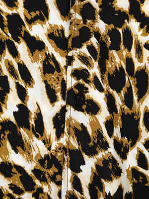 Men's Full Size Leopard Print Short Sleeve Shirt in Leopard, back view