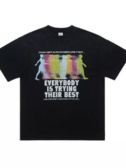 Wash Black acid wash graphic t-shirt with crew neck and short sleeves.