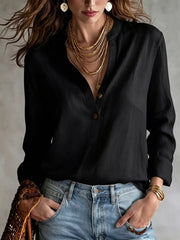 Button Detail Long Sleeve Shirt in Apricot, fit detail