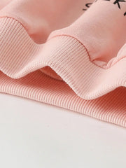 Kids' watermelon pink cotton sweatshirt with ribbed cuffs and hem detail.