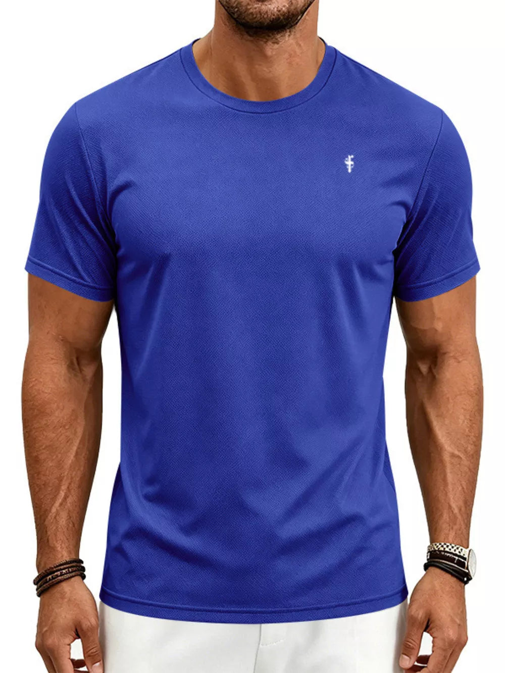 Men's Classic Fit Crew Neck T-shirt Plus Size in Black, model styling view