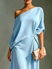 Chic Asymmetrical One-shoulder Drape Dress