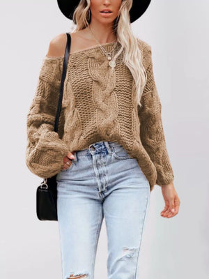 pullover sweater featuring cable knit in Rust with 100% acrylic Care instructions: Machine wash cold texture