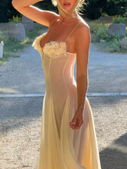 Floral Embellished Sheer Maxi Dress