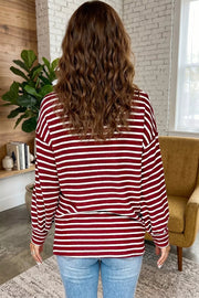 Stripe Drop Shoulder Long Sleeve Top, fabric detail