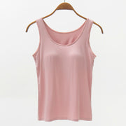 Dusty Pink built-in support modal tank top with scoop neckline.
