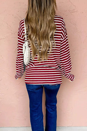 Stripe Drop Shoulder Long Sleeve Top, side view