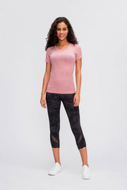 Sculpted Active Seamless Tee in Blush Pink with subtle texture detail.