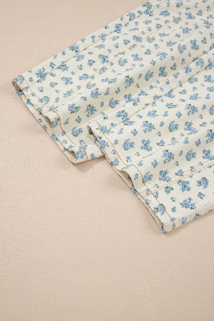 Grommet Knot Waist Floral Barrel Leg Jeans, fit detail