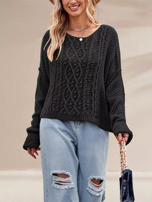 Blue pullover sweater with cropped and pullover