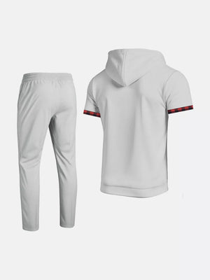 Men's Casual Short-sleeve Hoodie And Pants Set, side view