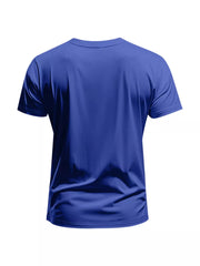 Royal blue short sleeve cotton t-shirt, back view