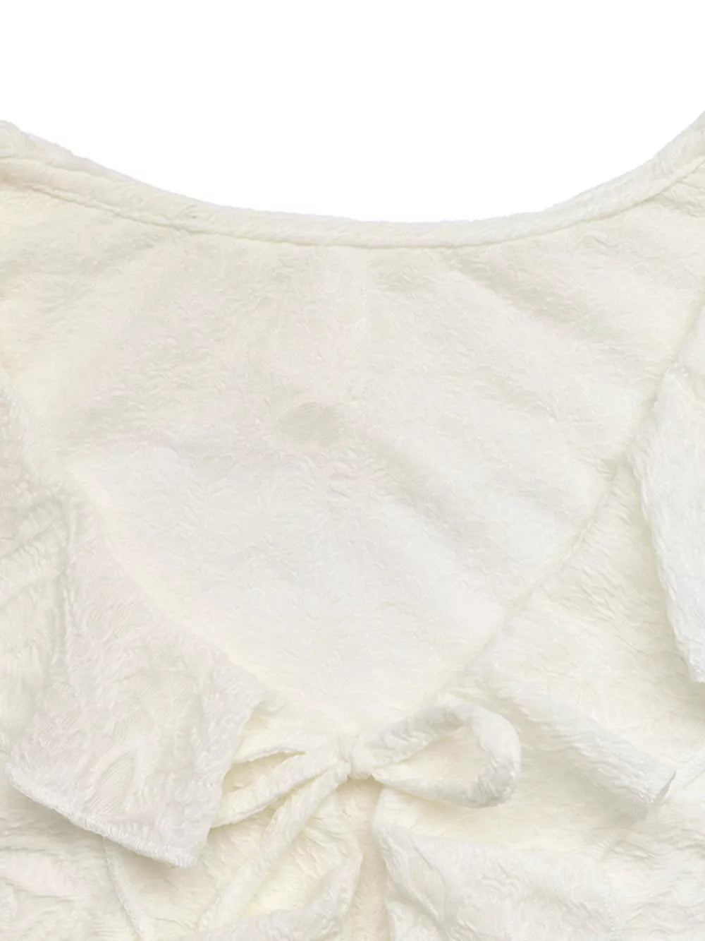 Ruffled Long-sleeve Tie-front Blouse, fabric detail