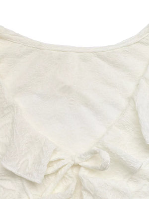 Ruffled Long-sleeve Tie-front Blouse, fabric detail