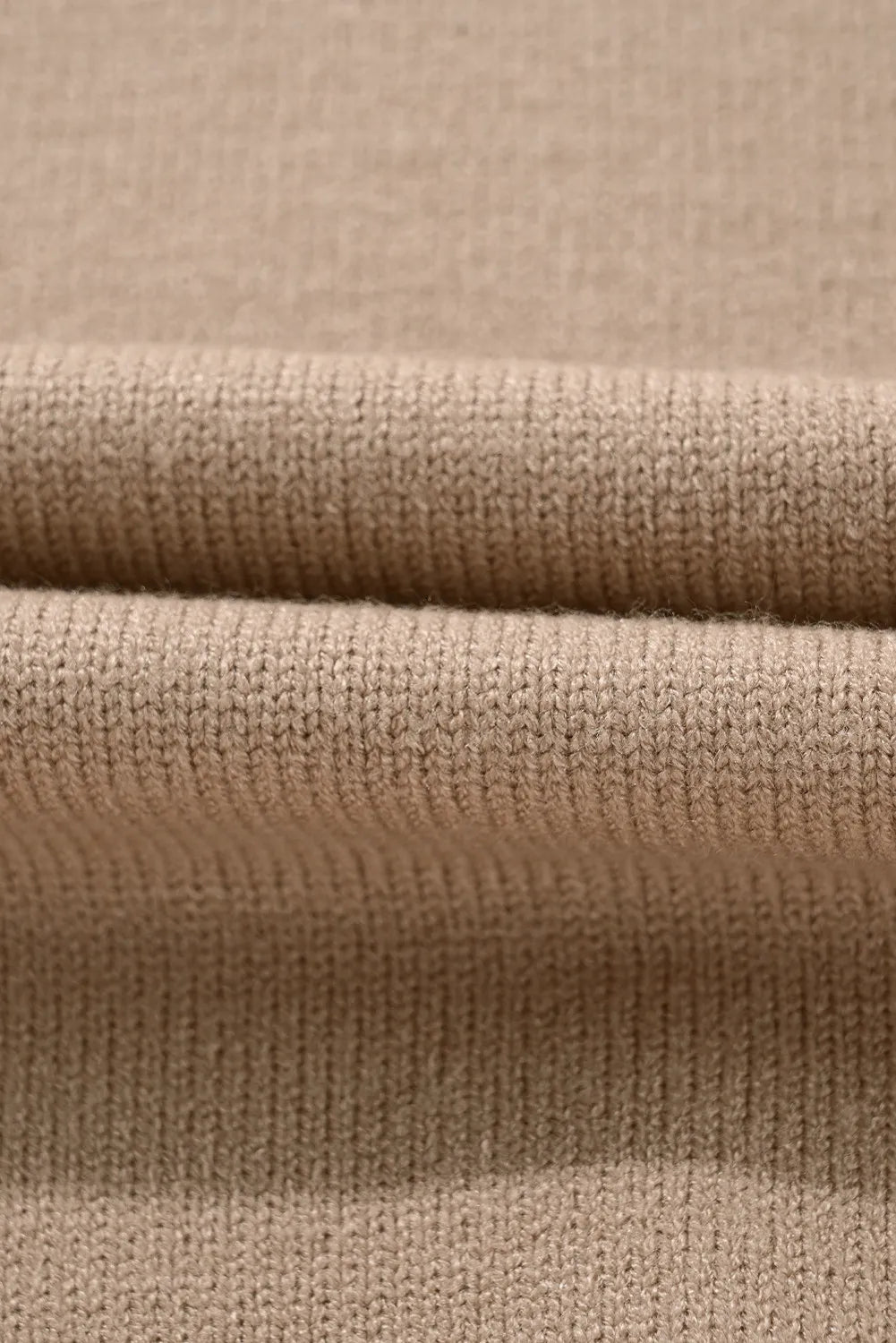 Colorblock trim balloon sleeve knit sweater in Dust Storm color, showing ribbed knit texture.