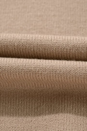 Colorblock trim balloon sleeve knit sweater in Dust Storm color, showing ribbed knit texture.