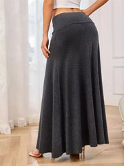 Flowy Maxi Skirt With Wide Waistband, close-up detail
