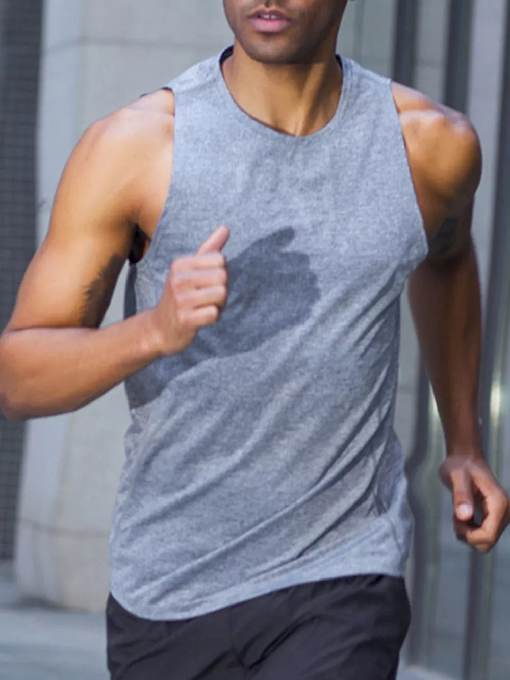Men's Breathable Athletic Tank Top Plus Size, front view