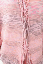 Blush pink acrylic cape with textured stripes and fringe detail