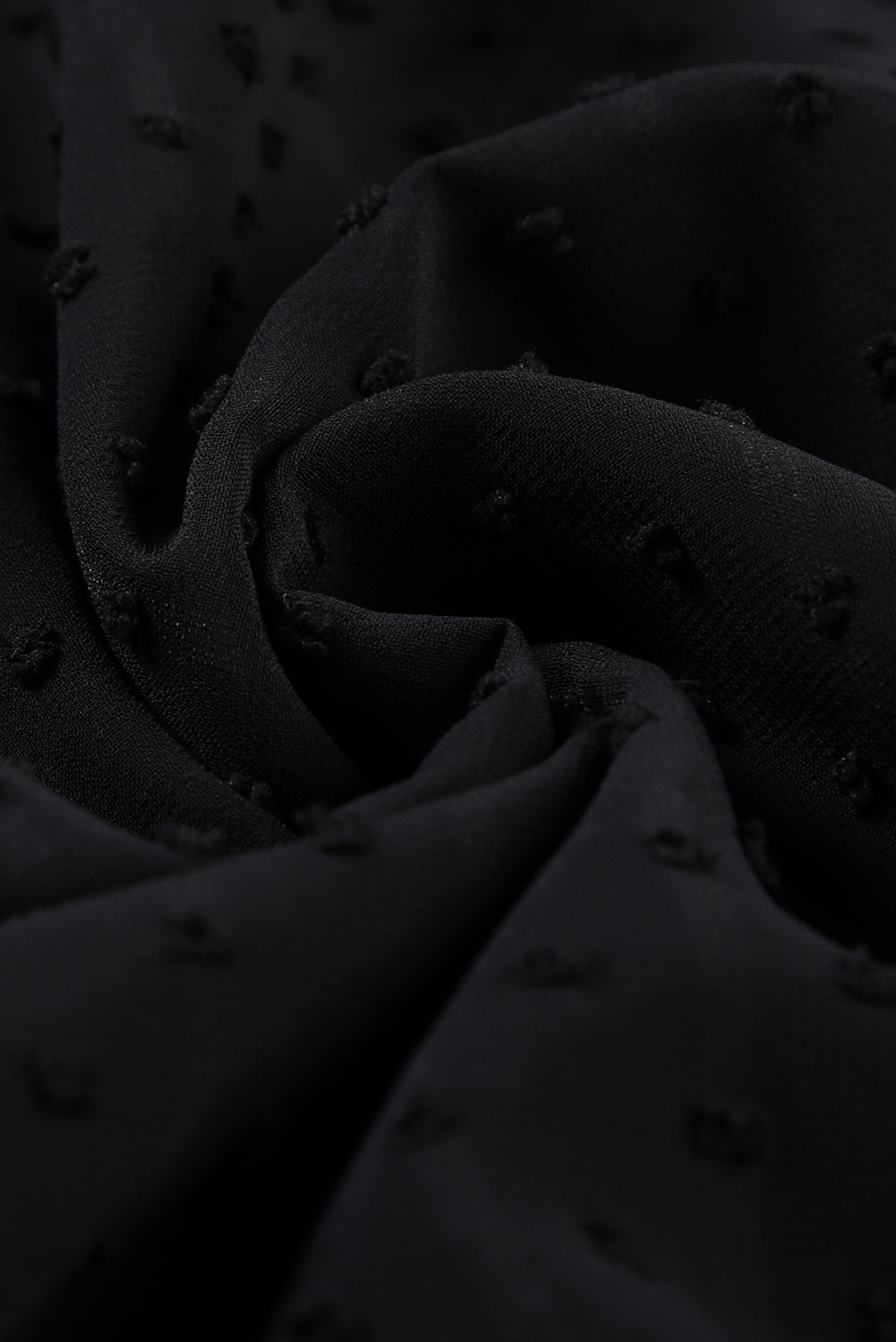 Black textured dot blouse with lace trim detail