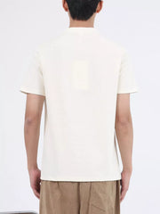 Men's desert color cotton casual Henley t-shirt with button placket and short sleeves.