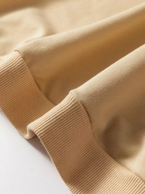 Lace Patchwork Colorblock Sweatshirt in Tan, editorial view