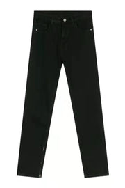 Black denim trousers with zip hem detail
