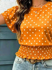 Polka Dot Ruffle Sleeve Blouse, product detail